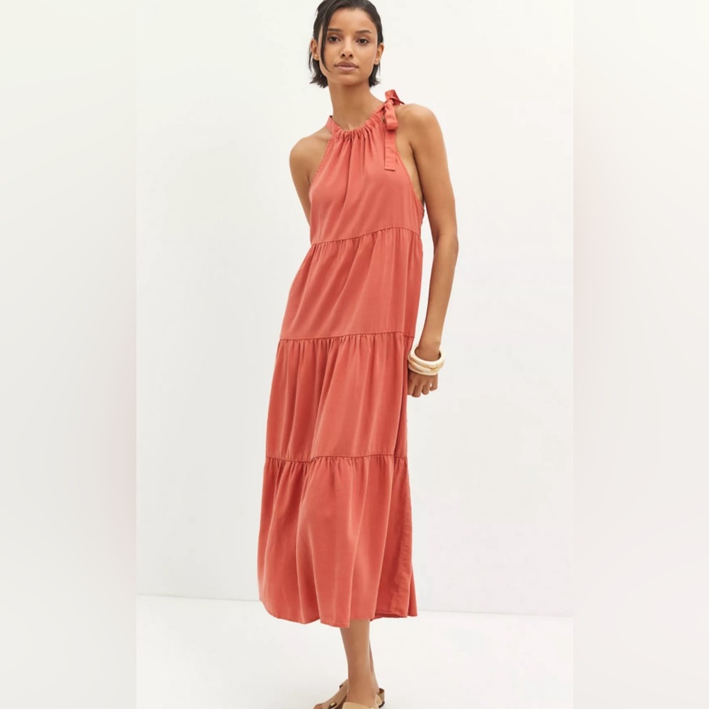 Like new! Cloth & Stone Anthropologie Tiered Halter Midi Dress Size Small